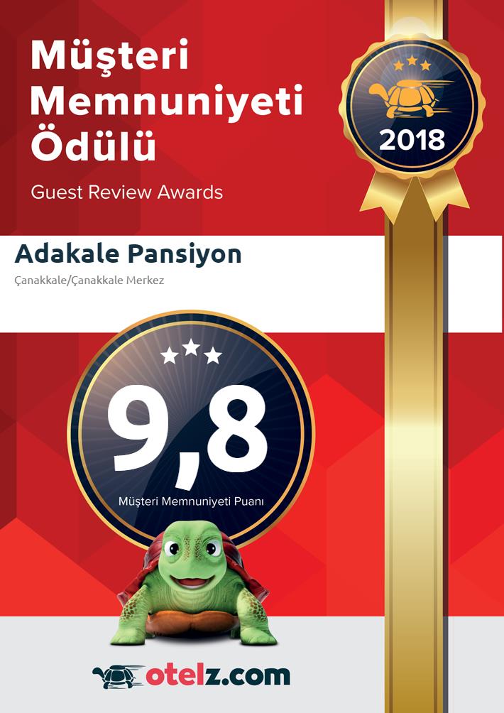 Adakale Pansiyona ödül.Üç ay gibi kısa sürede böyle bir ödül almak memnuniyet verici.Misafirlerimize teşekkür ederiz.